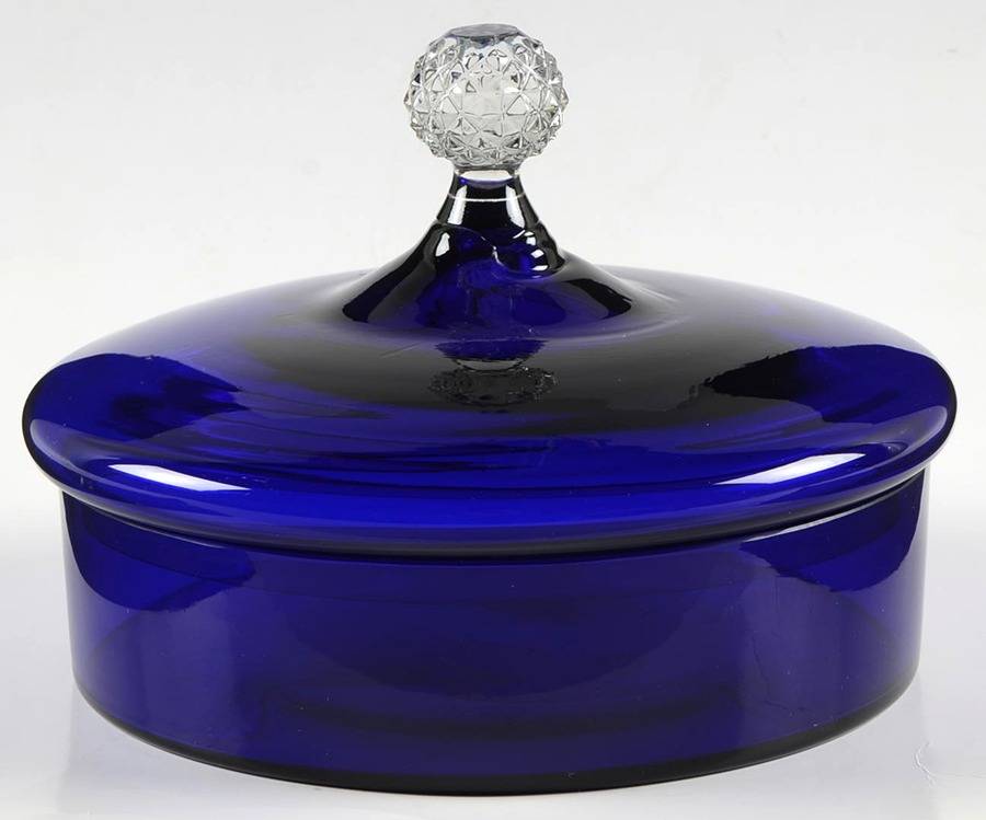 Golf Ball Cobalt Blue (Ritz Blue) Candy Dish & Lid by Morgantown-1