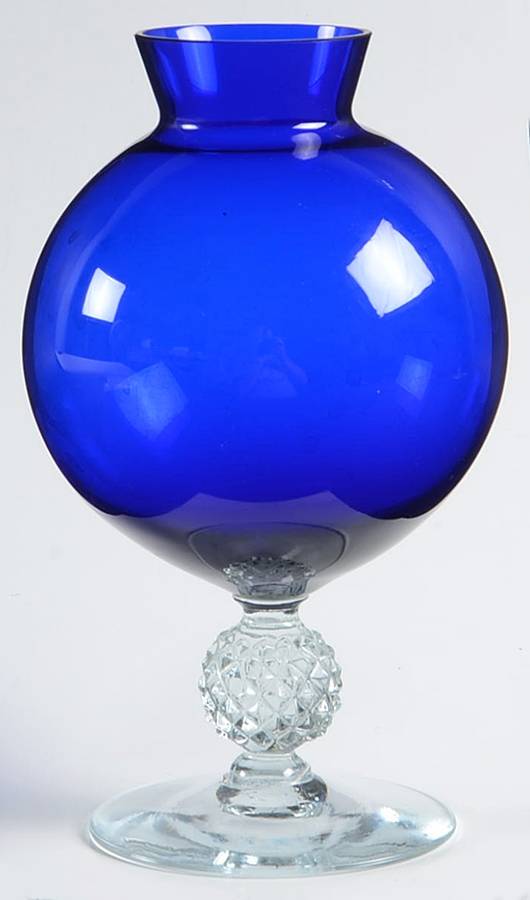 Golf Ball Cobalt Blue (Ritz Blue) Footed Ivy Ball Vase by Morgantown-1