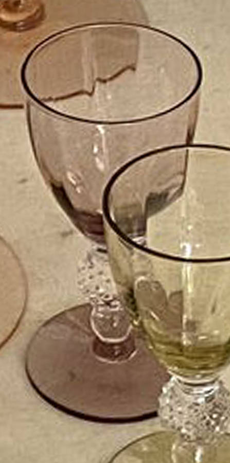 Golf Ball Amethyst (Bowl Foot) Optic Cordial Glass by Morgantown-1