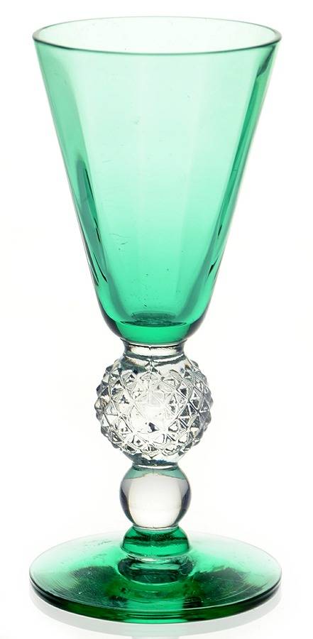 Golf Ball Light Green Bowl and Foot (Optic) Sherry Glass by Morgantown-1