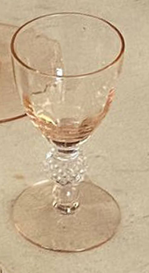 Golf Ball Peach Bowl and Foot (Optic) Cordial Glass by Morgantown-1