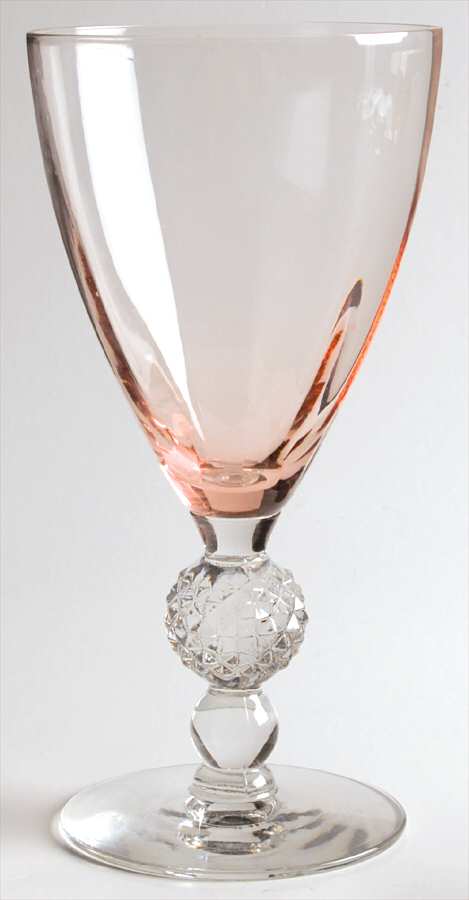 Golf Ball Peach Bowl and Foot (Optic) Water Goblet by Morgantown-1