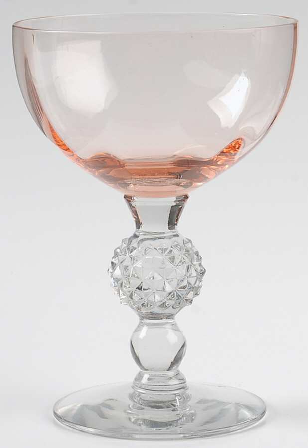 Golf Ball Peach Bowl and Foot (Optic) Champagne/Tall Sherbet by Morgantown-1
