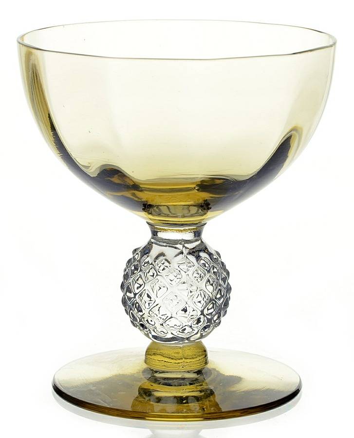 Golf Ball Topaz Bowl and Foot (Optic) Low Sherbet by Morgantown-1