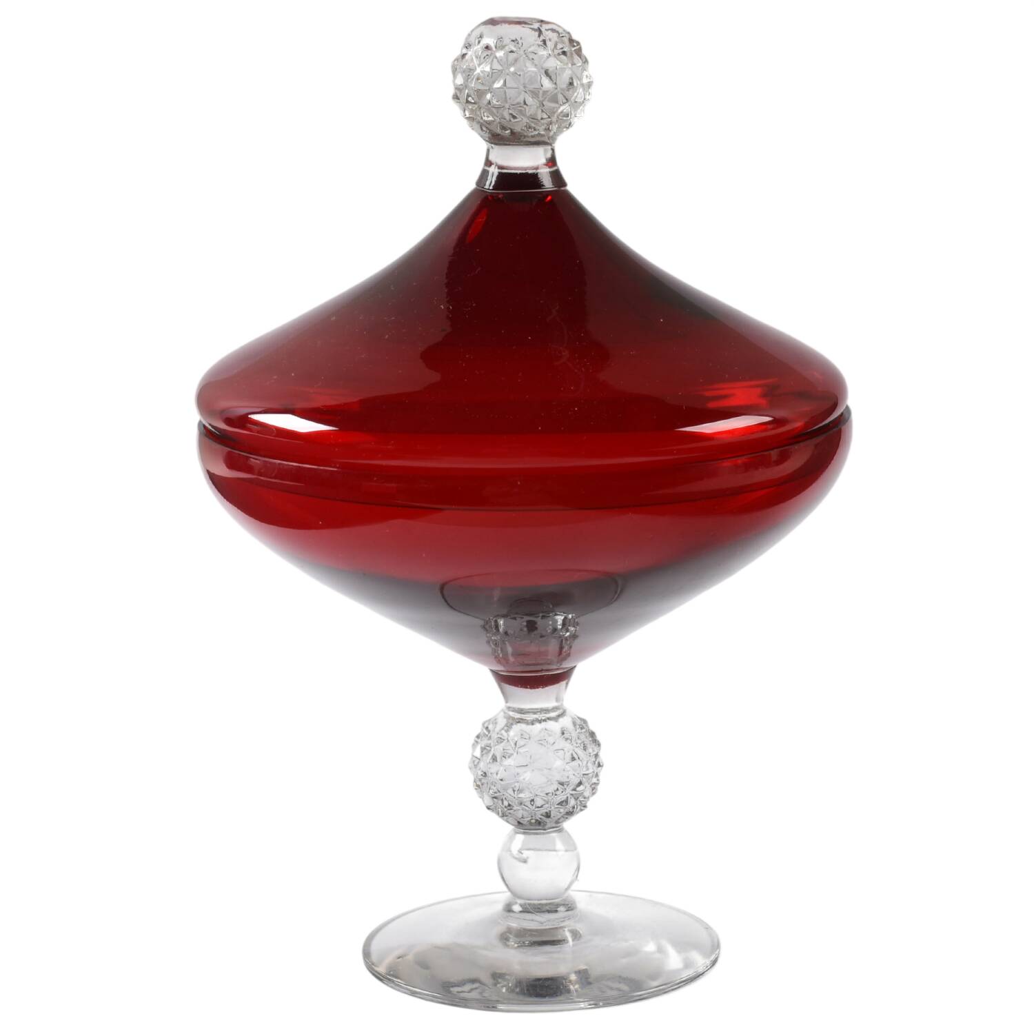 Golf Ball Ruby Compote & Lid by Morgantown-1
