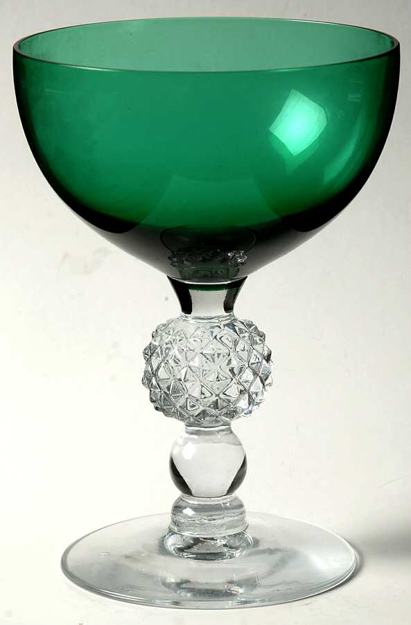 Golf Ball Venetian Green (Emerald) Champagne/Tall Sherbet by Morgantown-1