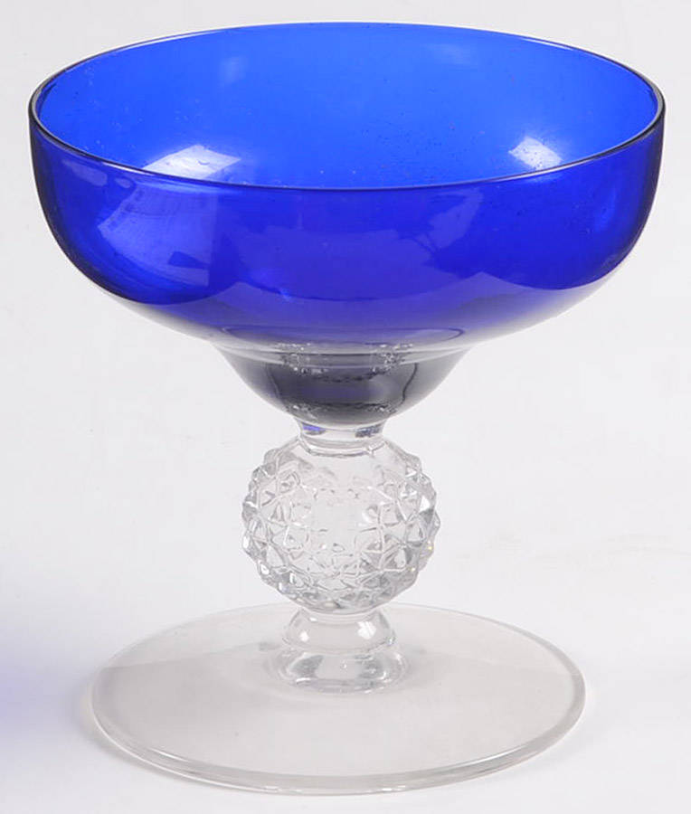 Old English Cobalt Blue (Golf Ball Stem) Low Sherbet by Morgantown-1