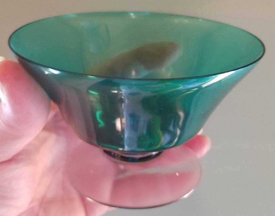 Old English Stiegel Blue Green (Golfball Stem) Finger Bowl by Morgantown-1