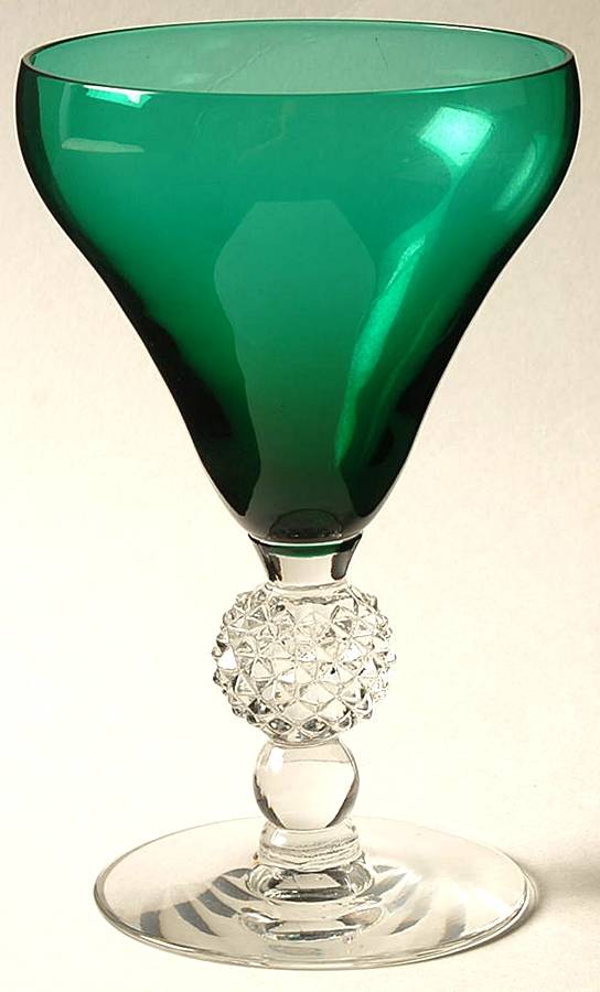Old English Stiegel Blue Green (Golfball Stem) Water Goblet by Morgantown-1
