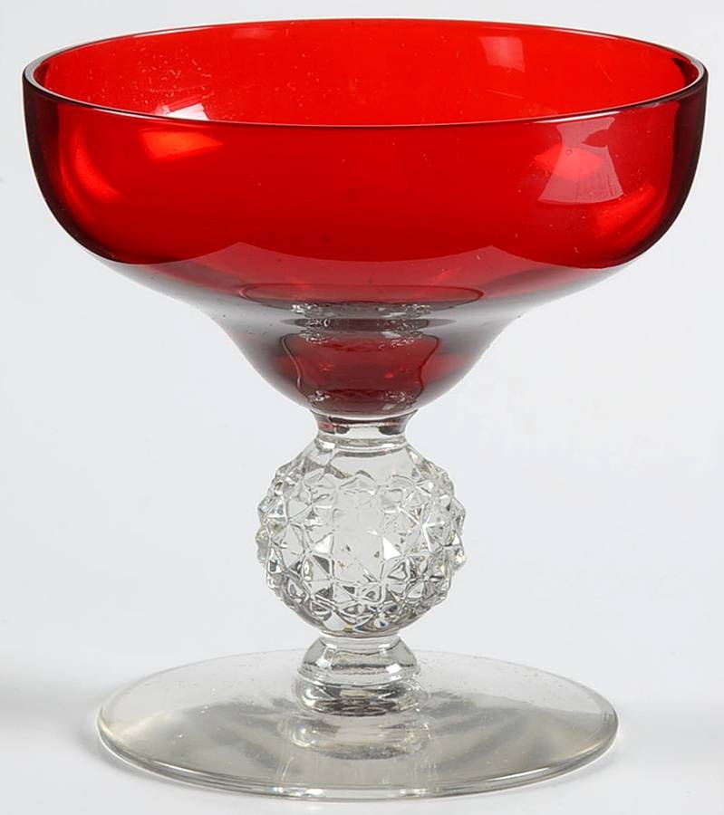 Old English Ruby (Golf Ball Stem) Low Sherbet by Morgantown-1