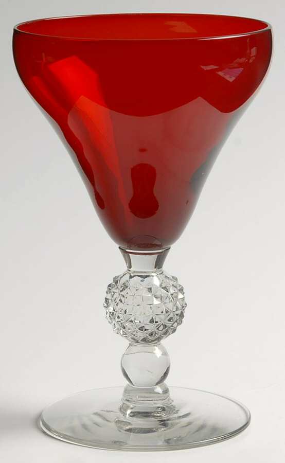 Old English Ruby (Golf Ball Stem) Water Goblet by Morgantown-1