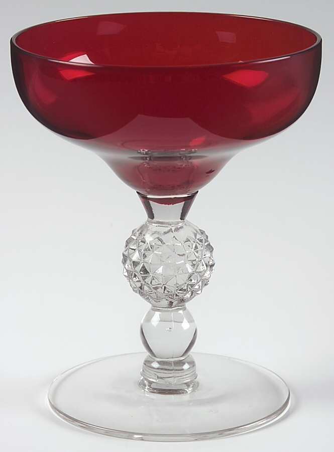 Old English Ruby (Golf Ball Stem) Champagne/Tall Sherbet by Morgantown-1