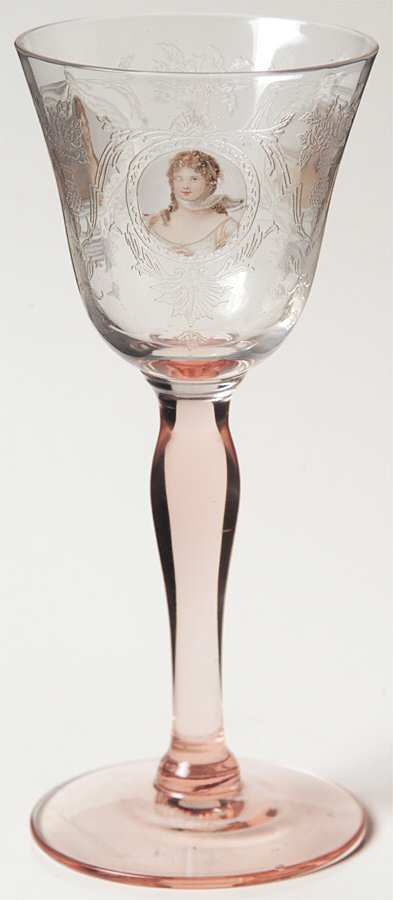 Queen Louise Pink Wine Glass by Morgantown-1