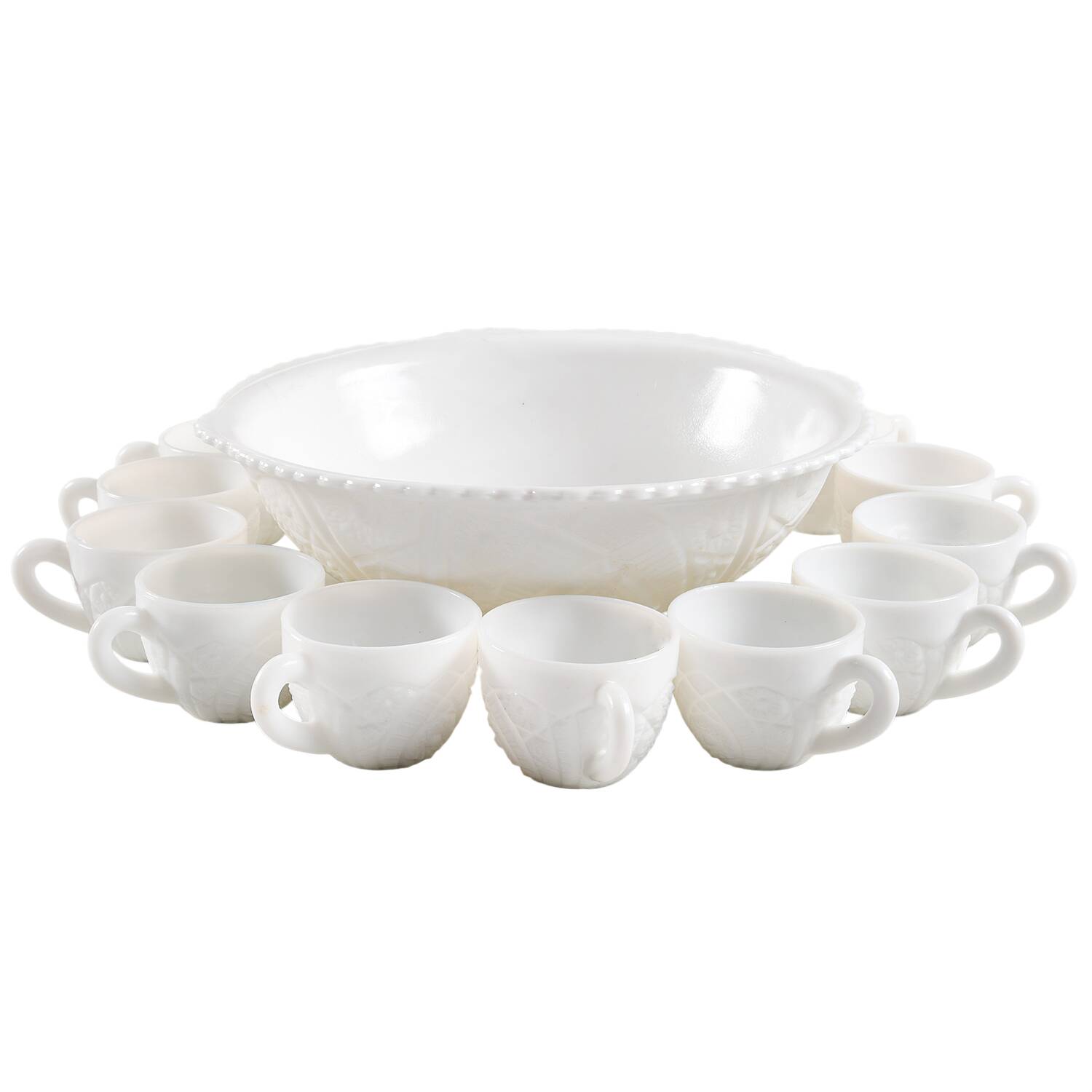 The Concord Milk Glass (13 Piece) Punch Set (PUN + 12 PCU) by McKee-1