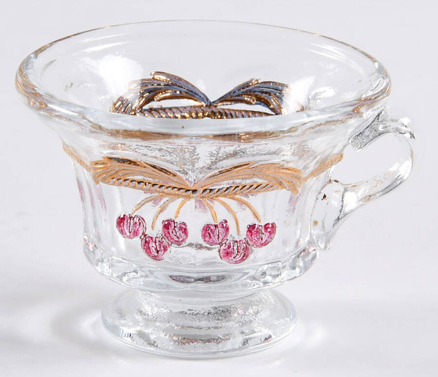 Cherry Thumbprint Decorated Child's Punch Cup by Mosser (Ohio)-1