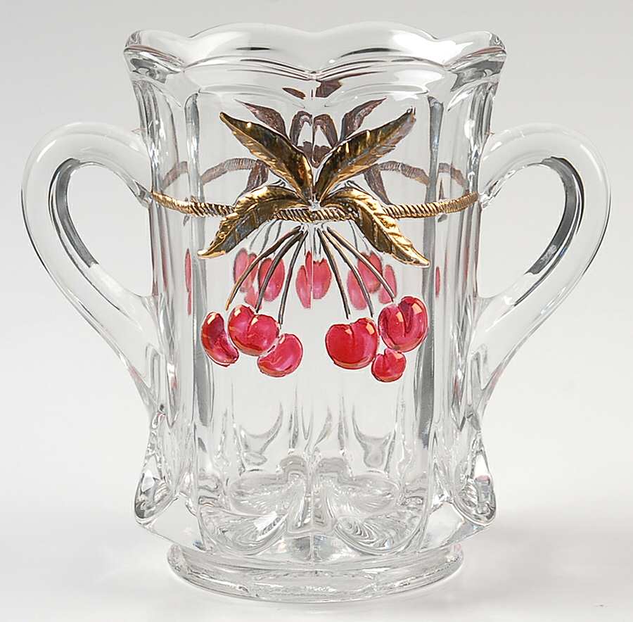 Cherry Thumbprint Decorated Celery Vase by Mosser (Ohio)-1