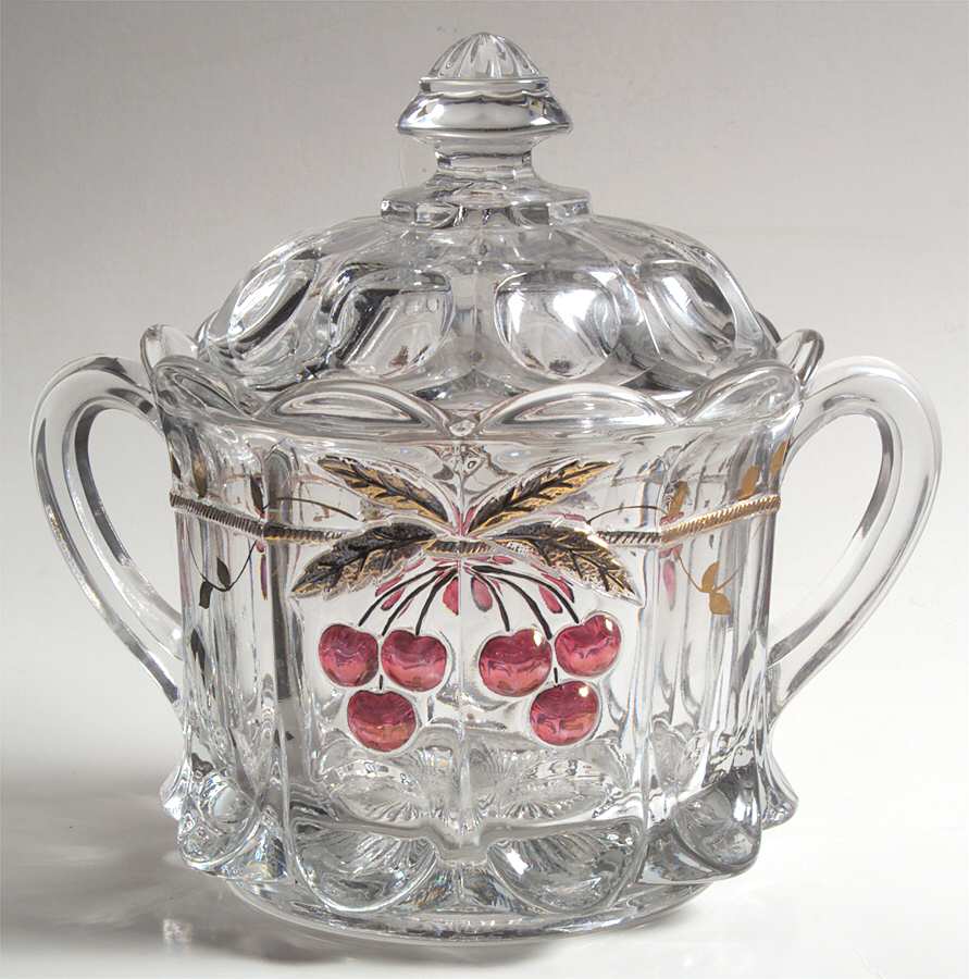 Cherry Thumbprint Decorated Cookie Jar & Lid by Mosser (Ohio)-1