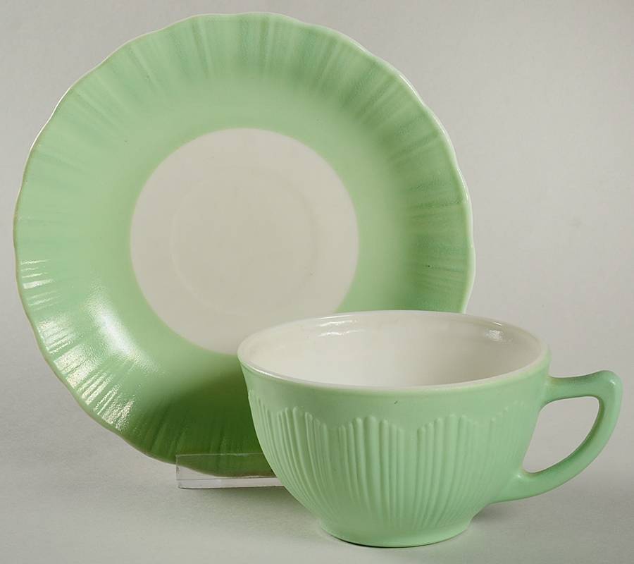 Cremax Bordette Green Cup & Saucer Set by MacBeth-Evans-1
