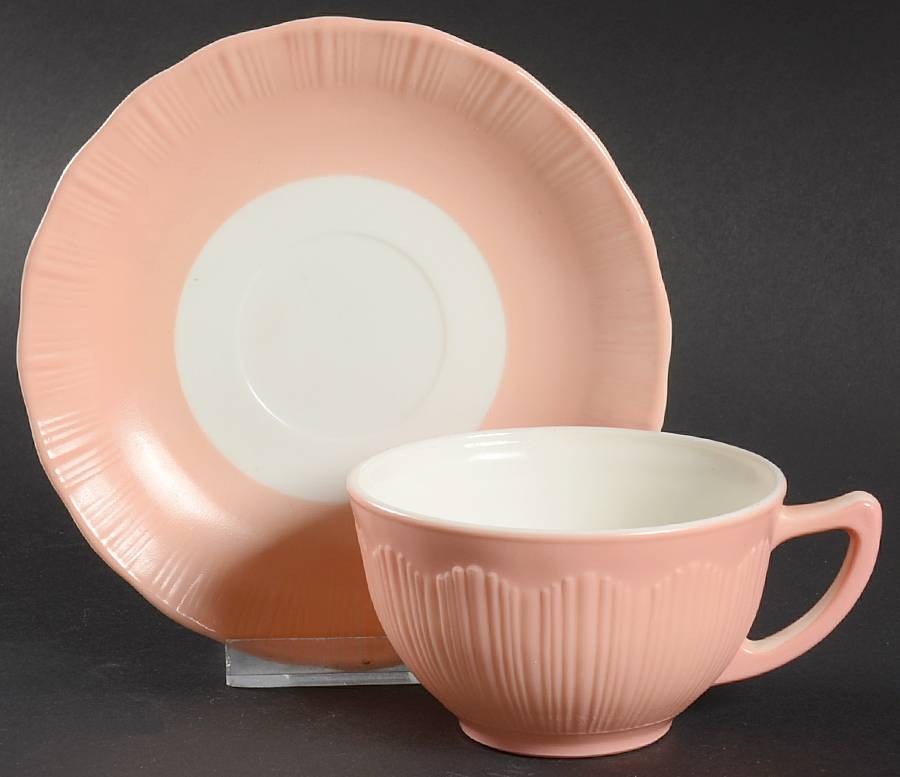 Cremax Bordette Pink Cup & Saucer Set by MacBeth-Evans-1