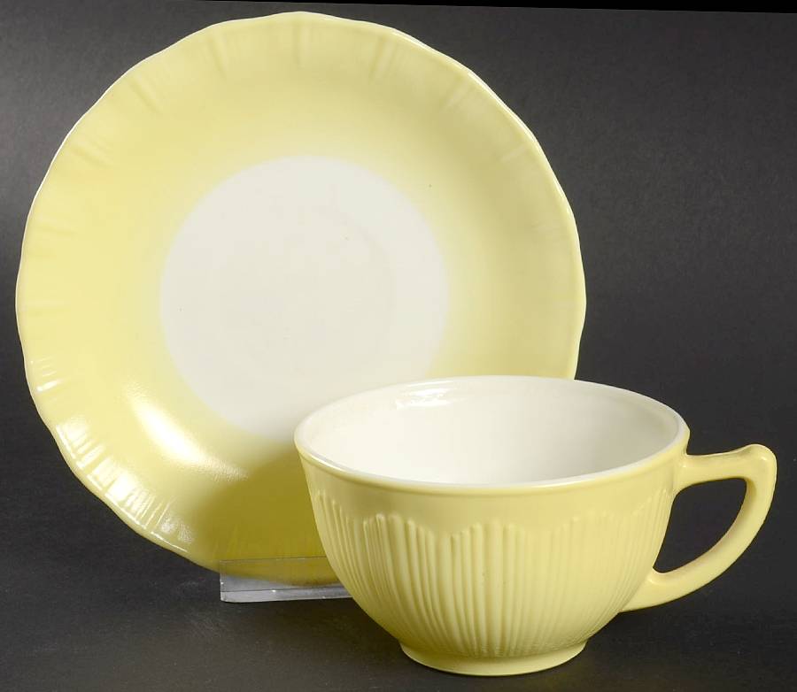 Cremax Bordette Yellow Cup & Saucer Set by MacBeth-Evans-1