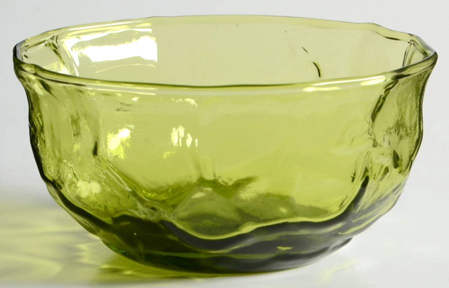 Crinkle Olive Green Small Fruit Dessert Bowl by Morgantown-1