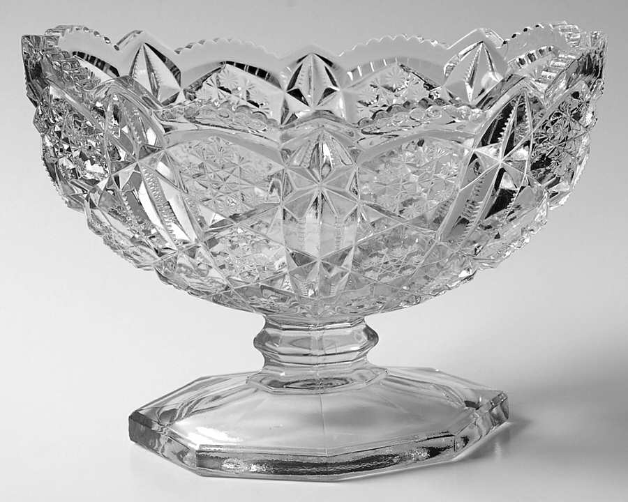 Toltec Clear 8" Oval Footed Bowl by McKee-1