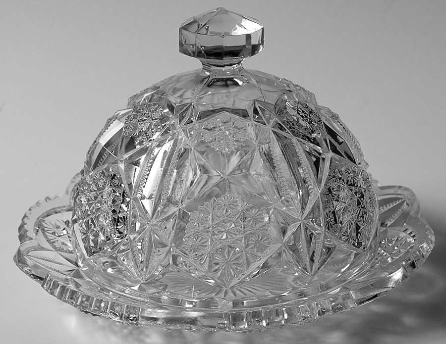 Toltec Clear Round Covered Butter by McKee-1