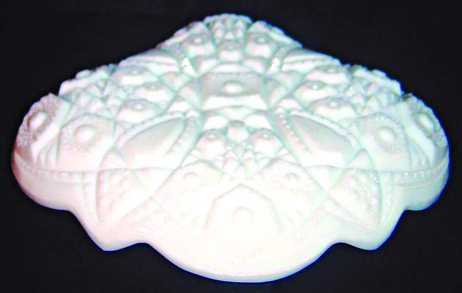 Toltec Milk Glass Spoon Holder by McKee-1