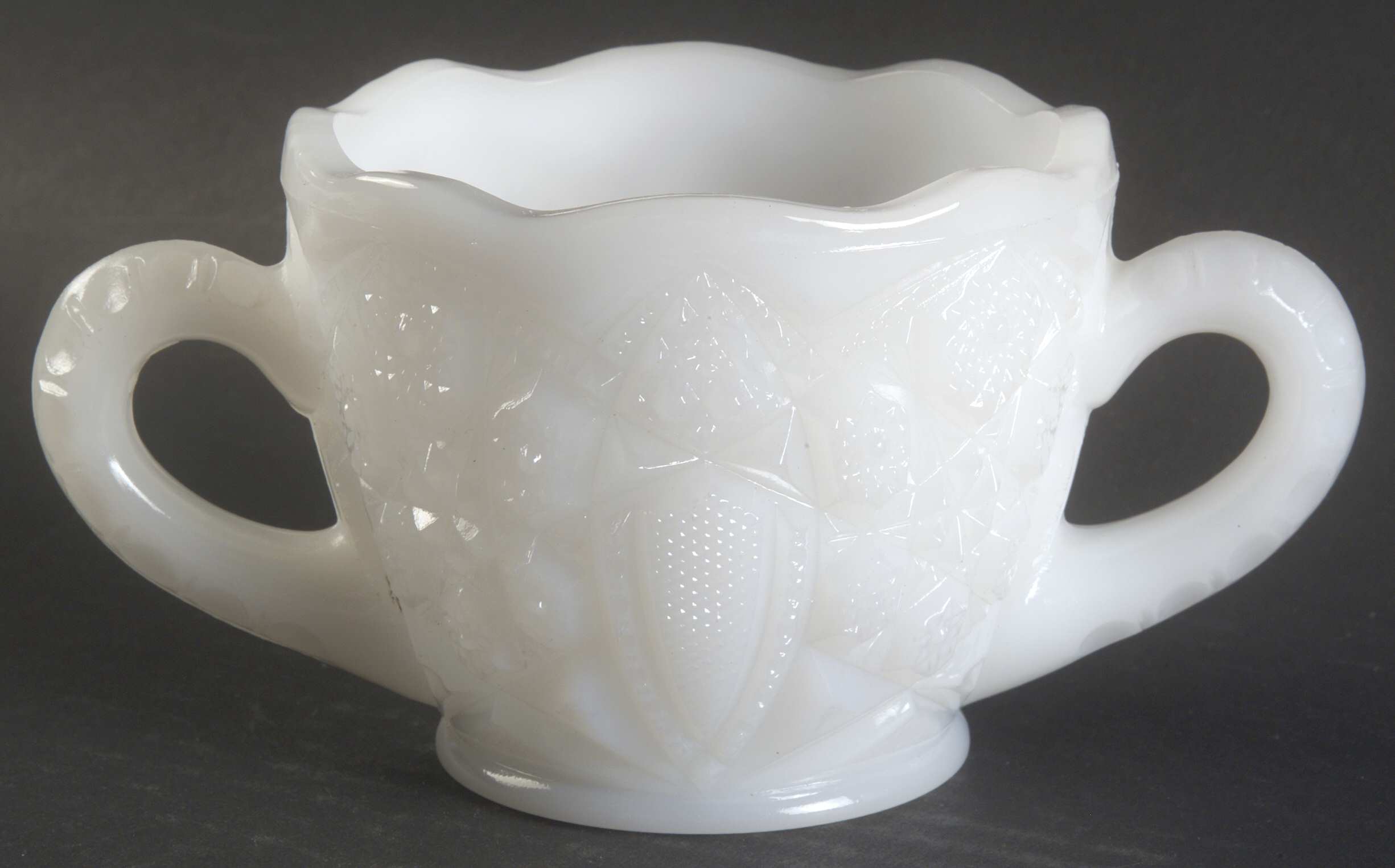Toltec Milk Glass Open Sugar by McKee-1
