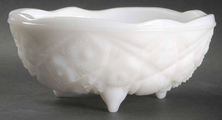 Toltec Milk Glass 7" 3-Toed Footed Bowl by McKee-1