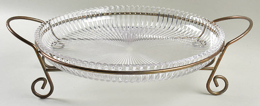 Diamond Fire 13" Round Platter & Gold Metal Stand by Mikasa-1