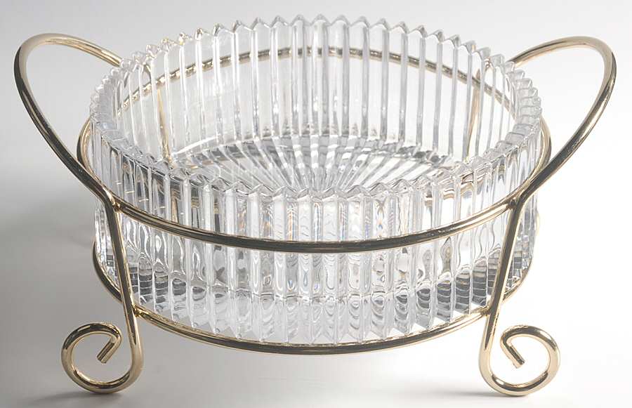 Diamond Fire 8" Hostess Bowl W/Gold Metal Stand by Mikasa-1