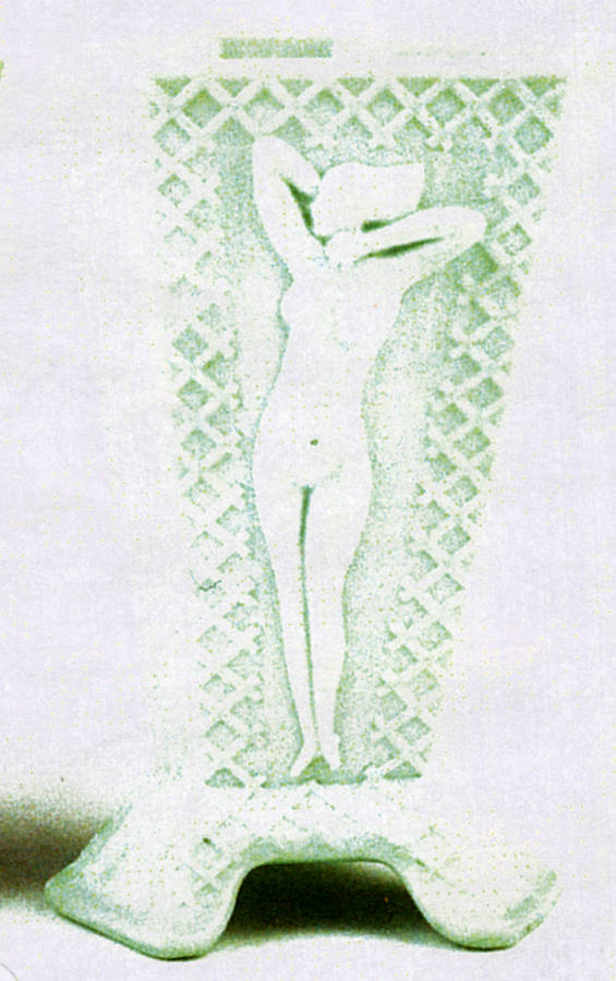 Jadite 8" Light Art Nude Vase by McKee-1