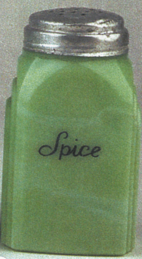 Jadite Spice Shaker with Metal Lid by McKee-1