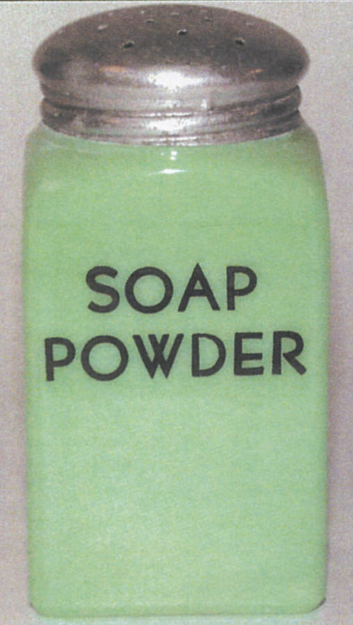 Jadite Soap Powder Shaker with Metal Lid by McKee-1