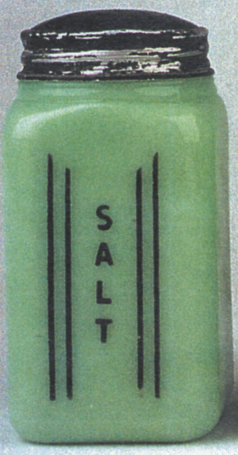 Jadite Salt Shaker with Metal Lid by McKee-1