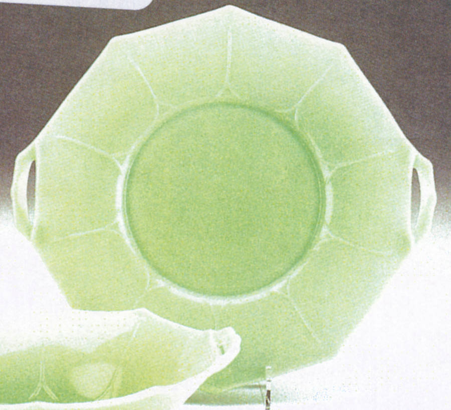 Jadite 10 Sided 2 Handled Plate by McKee-1