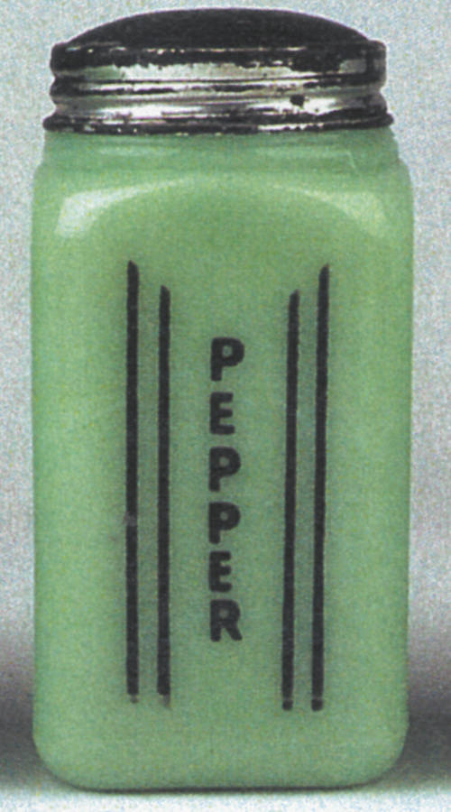 Jadite Pepper Shaker with Metal Lid by McKee-1
