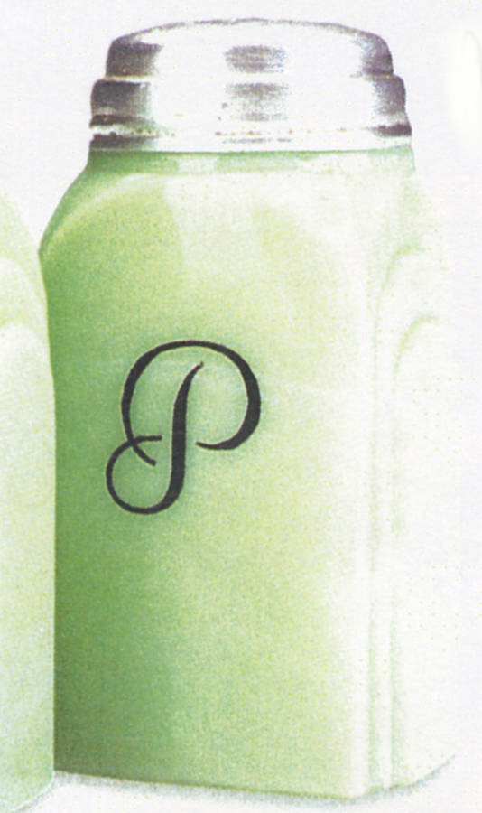 Jadite Papper Shaker with Metal Lid by McKee-1