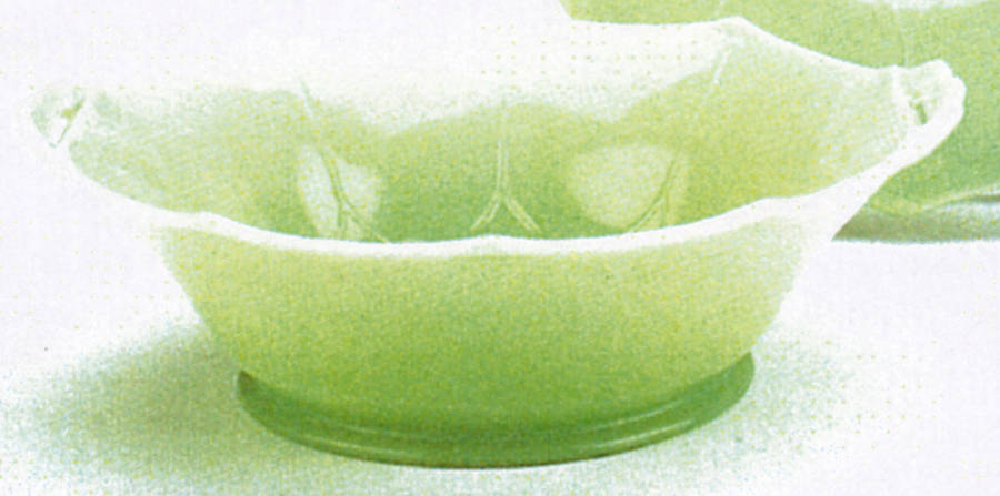 Jadite 10 Sided 2 Handled Bowl by McKee-1