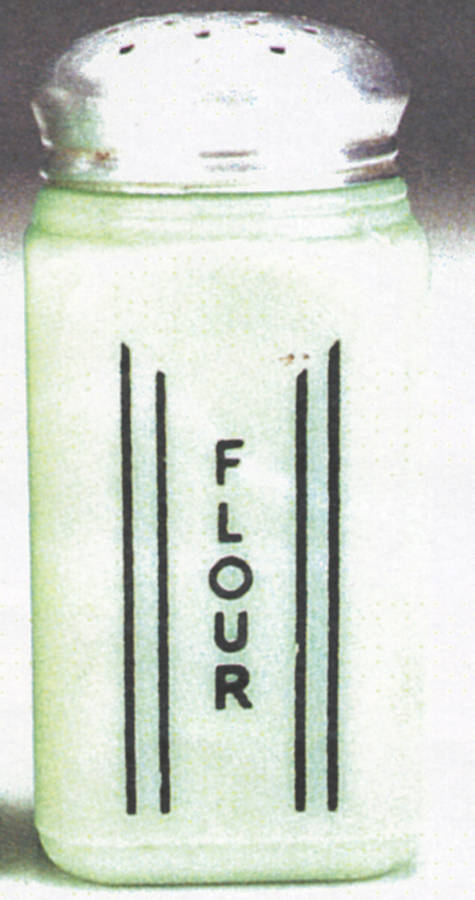 Jadite Flour Shaker with Metal Lid by McKee-1