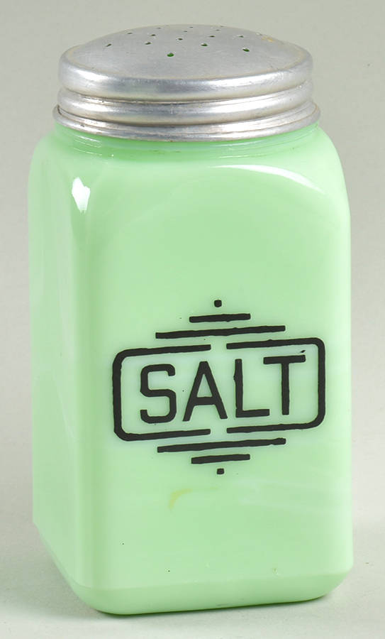Jadite Salt Shaker with Metal Lid by McKee-1