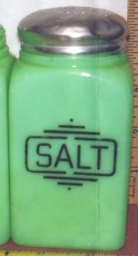 Jadite Salt Shaker with Metal Lid by McKee-1