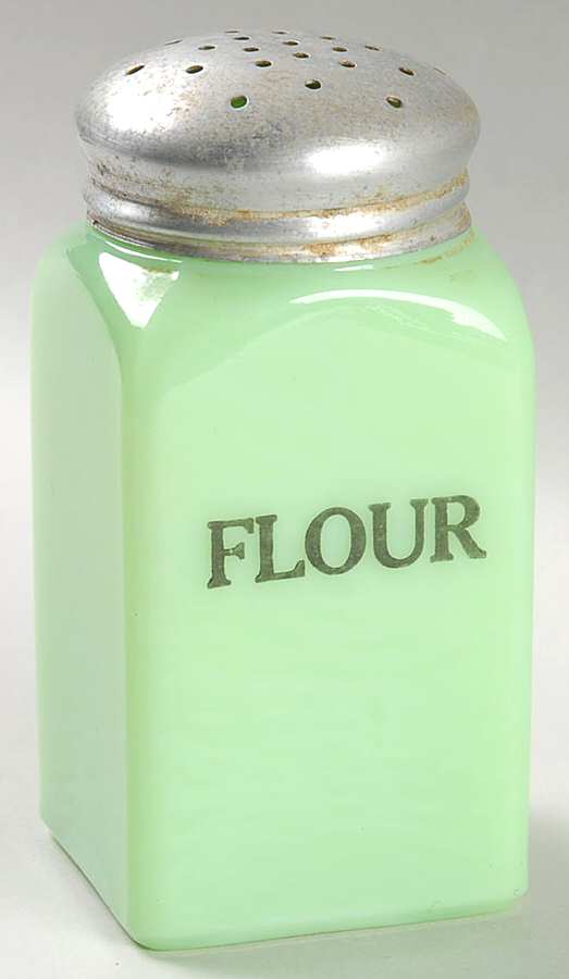 Jadite Flour Shaker with Metal Lid by McKee-1