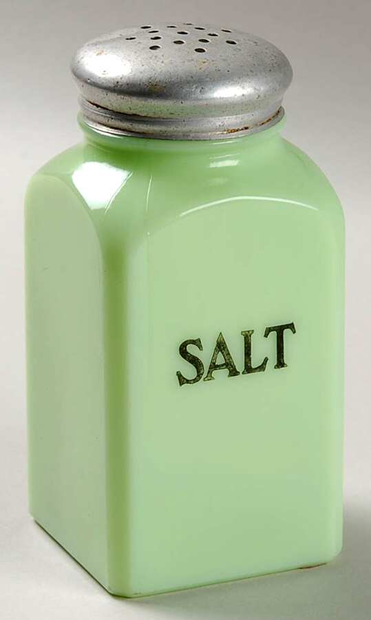 Jadite Salt Shaker with Metal Lid by McKee-1