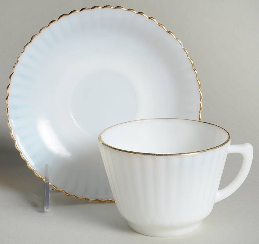 Petalware Monax (Gold Trim) Cup & Saucer Set by MacBeth-Evans-1