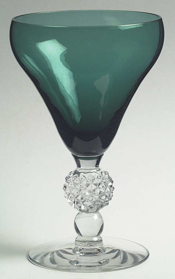 Old English Venetian Emerald (Golf Ball Stem) Water Goblet by Morgantown-1