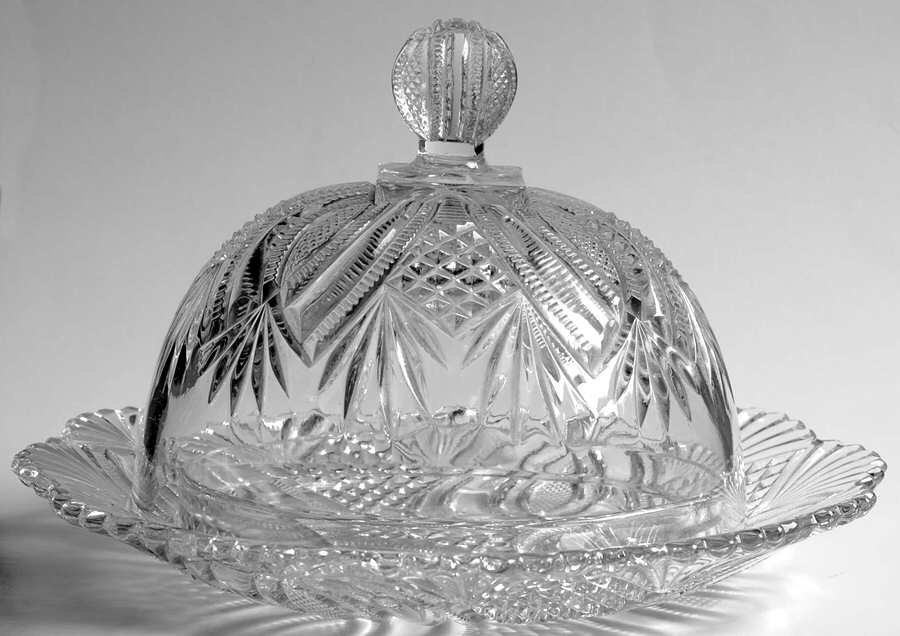 Hickman Clear Round Covered Butter by McKee-1