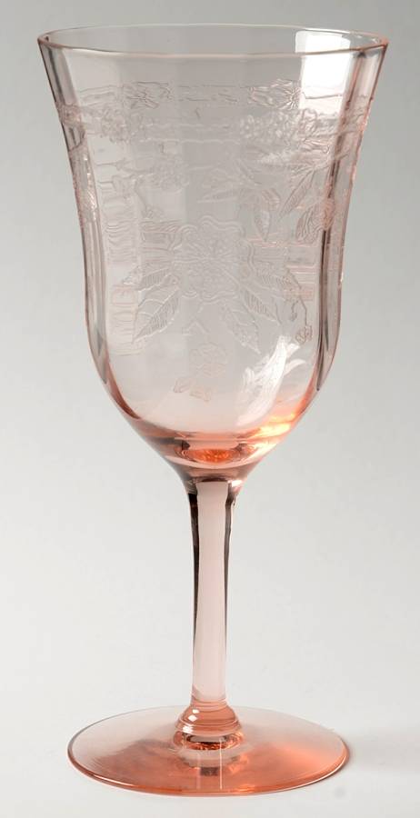 Cherry Blossom Pink Water Goblet by Morgantown-1