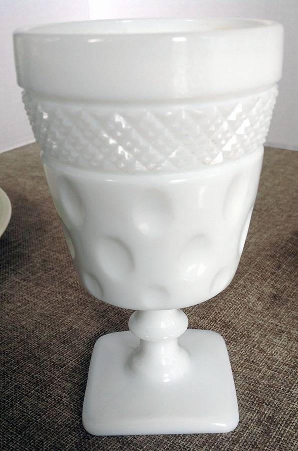 Opal Milk Glass Water Goblet by McKee-1